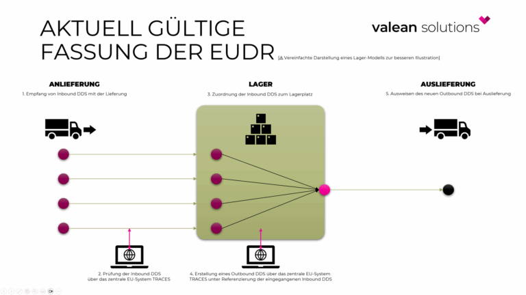 Darstellung über Inbound DDS die via EU TRACES zu einem eigenen Outbound DDS für die EUDR Compliance verdichtet werden