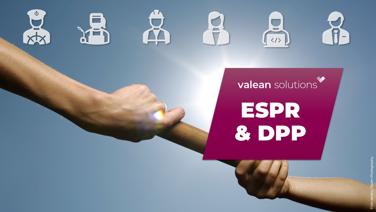Symbolbild einer Staffelstabübergabe für die ESPR und DPP Lieferkette